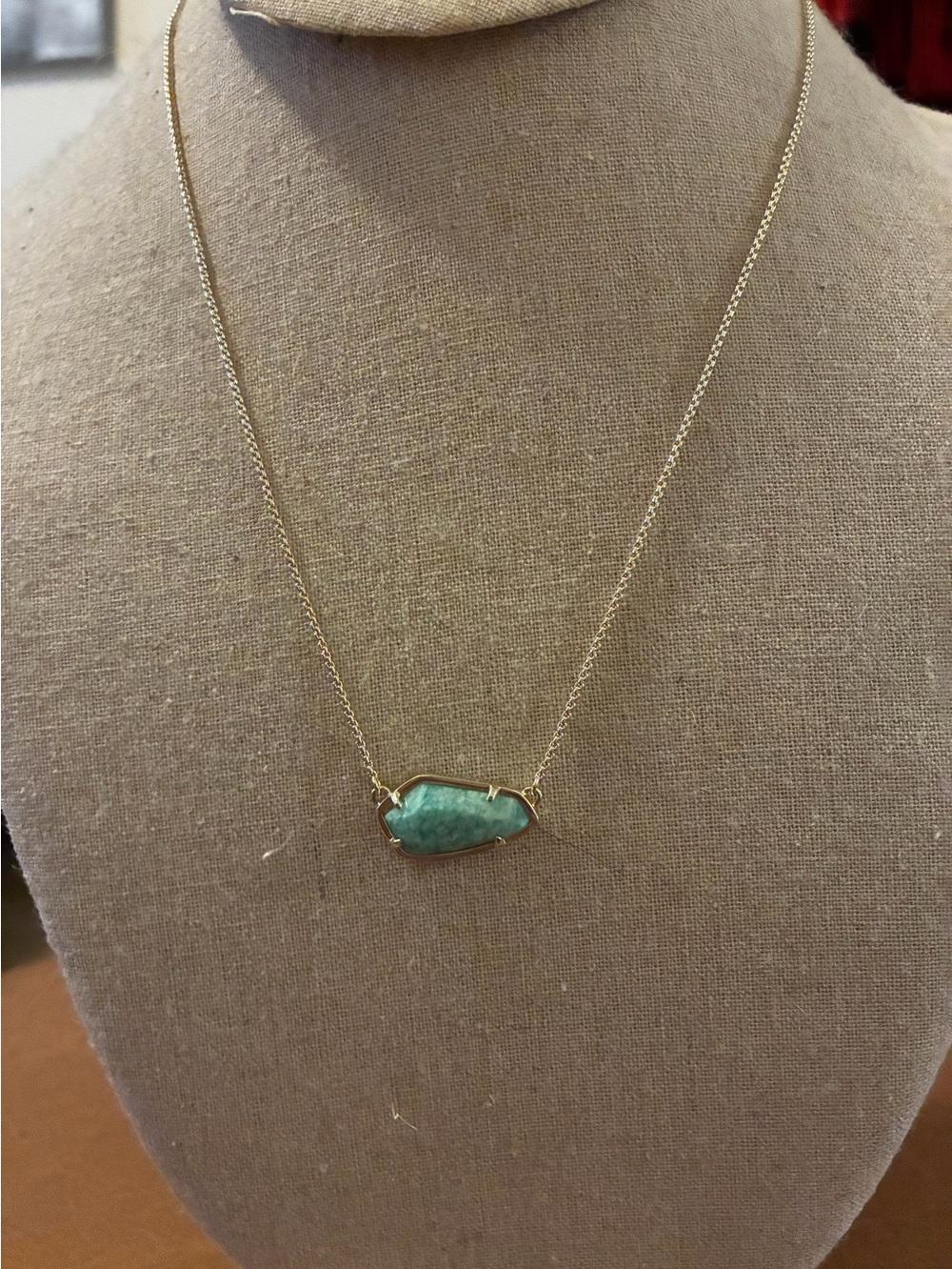 Kendra Scott Gold Variegated Teal Stone Pendant Necklace